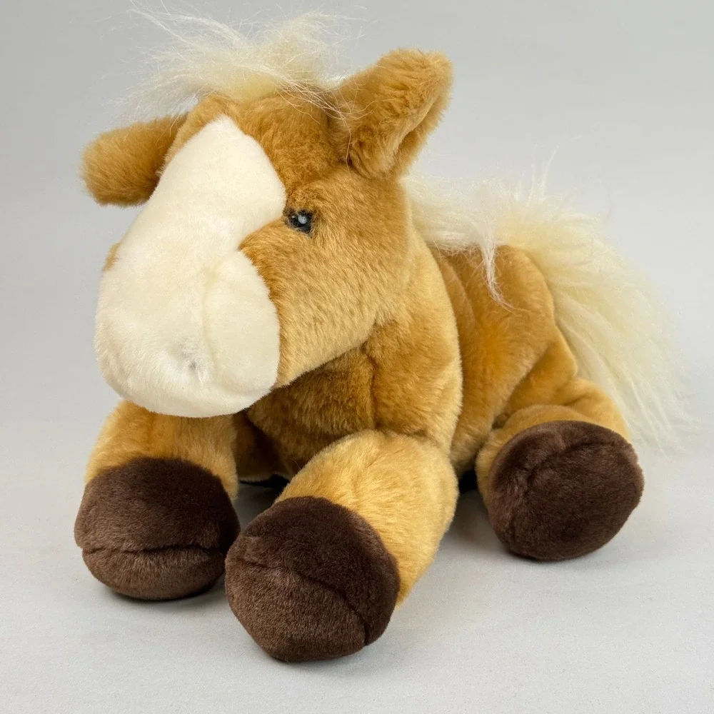 Aurora Horse Pony Toy Plush Tan White Blonde Stuffed Animal 12 Inch